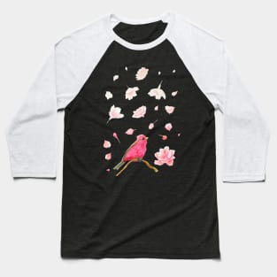 Cherry Blossom and Rose Finch Baseball T-Shirt